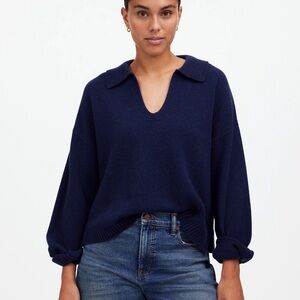 NWT Madewell Cashmere-Wool Blend Polo Sweater